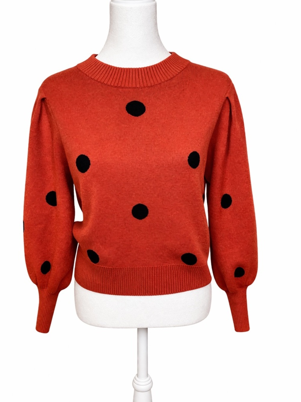 Workshop Republic Women’s Rust Polka Dot Crewneck Sweater - Picture 1 of 3